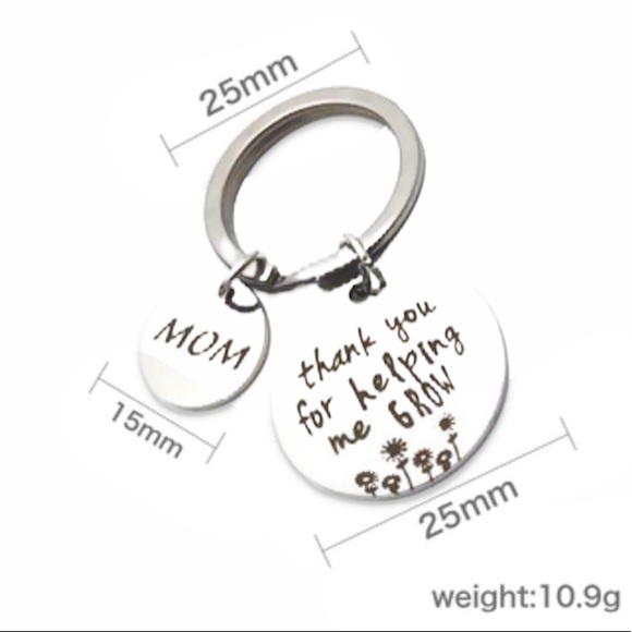 Thank You For Helping Me Grow Mom Key Chain Silver - Picture 3 of 5